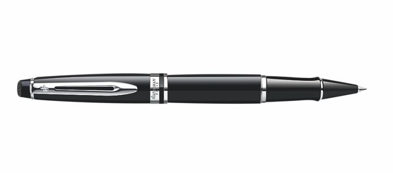 Waterman Expert Black Lacquer & Chrome Rollerball Pen durable narrow