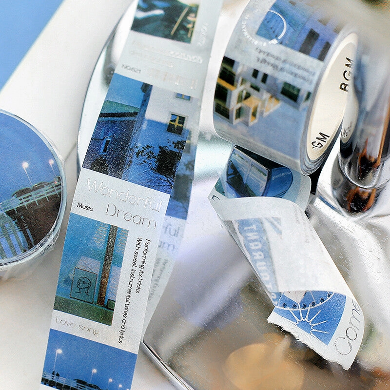 leather Color City Blue Washi Tape