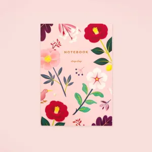Clap Clap Garden Bloom Notebook In Blush - Lined loose
