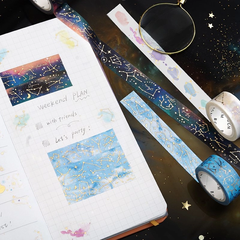 plastic ceramic Colorful Constellation Washi Tape Foil Bgm