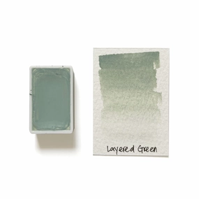 Layered Green - Artist Grade Handmade Honey Based Watercolor Paint Full Pan 3.2Ml rugged