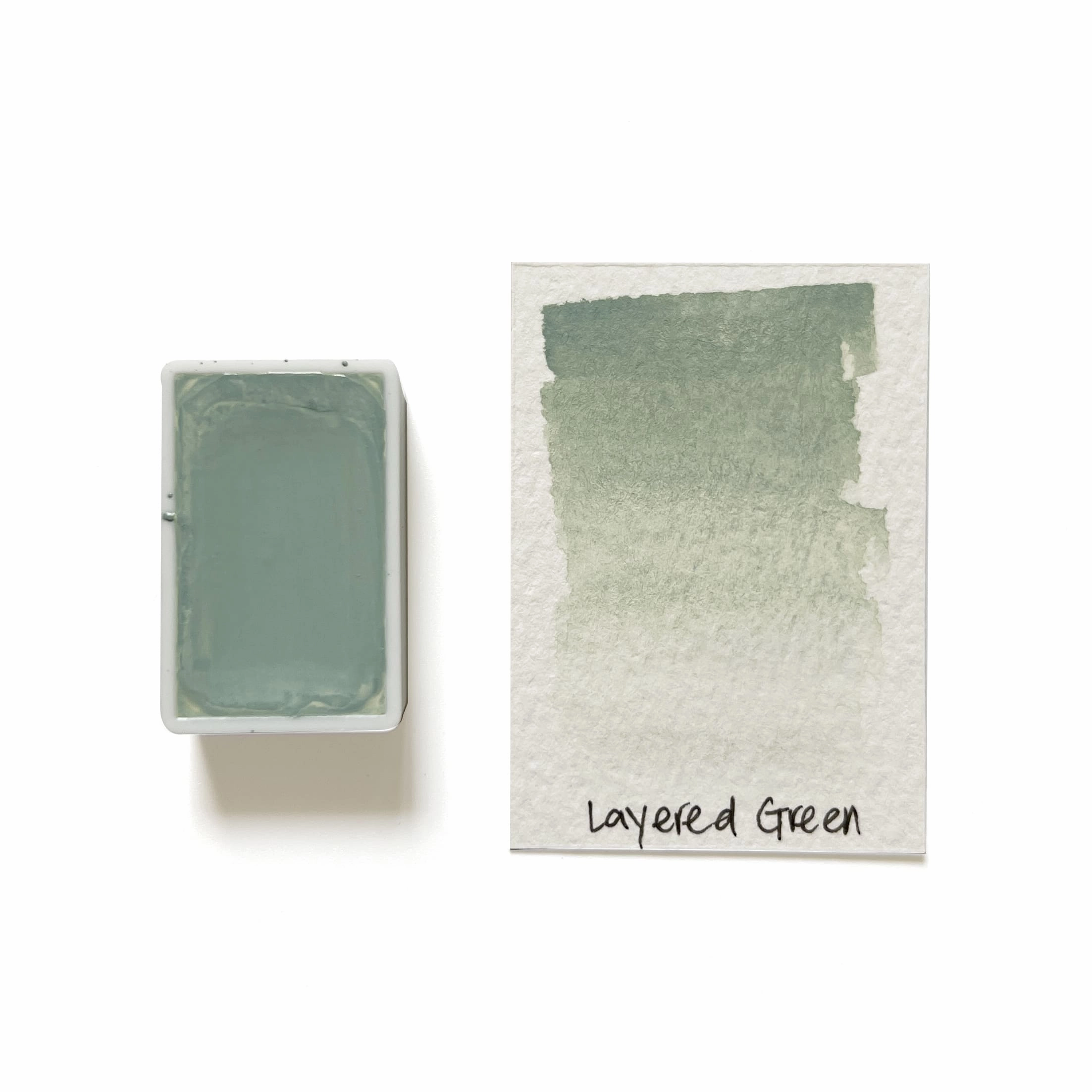 Layered Green - Artist Grade Handmade Honey Based Watercolor Paint Full Pan 3.2Ml rugged