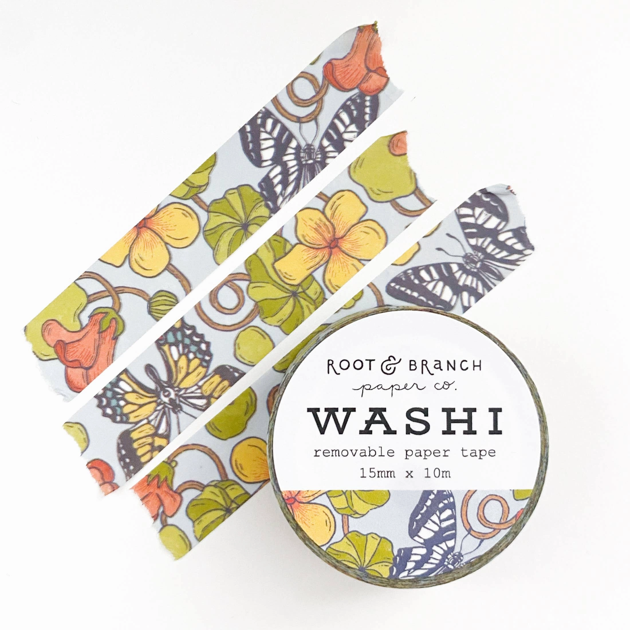 Nasturtium Garden   Swallowtail Butterfly Washi Tape minimalist