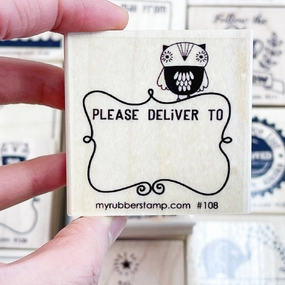 ceramic magnetic Please Deliver To Owl Rubber Stamp