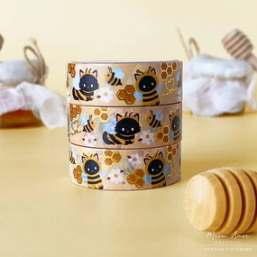 trendy Bee Cats Gold Foil Washi Tape