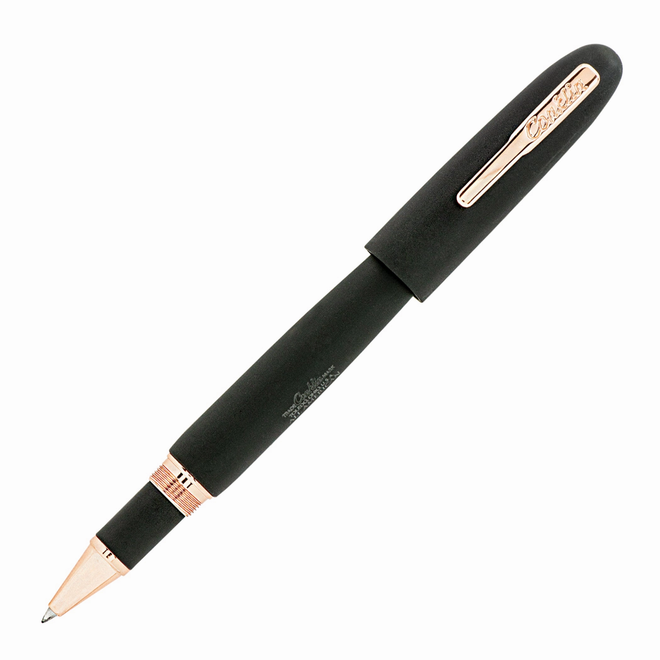 portable Conklin All American Matte Black Rosegold L.E. Rollerball Pen