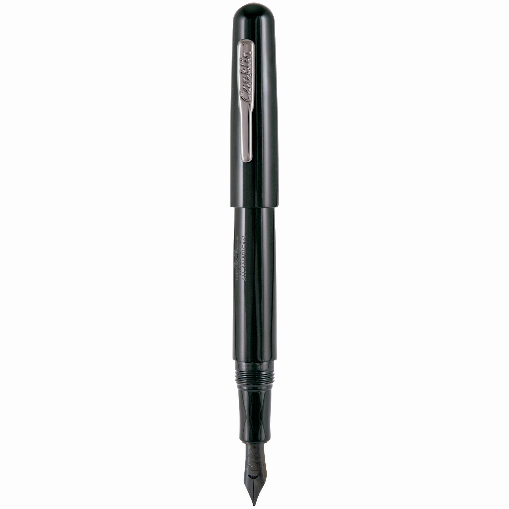 Conklin All American Raven Black Fountain Pen locking wrapped
