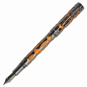 portable premium Conklin Endura Deco Crest Orange Fountain Pen