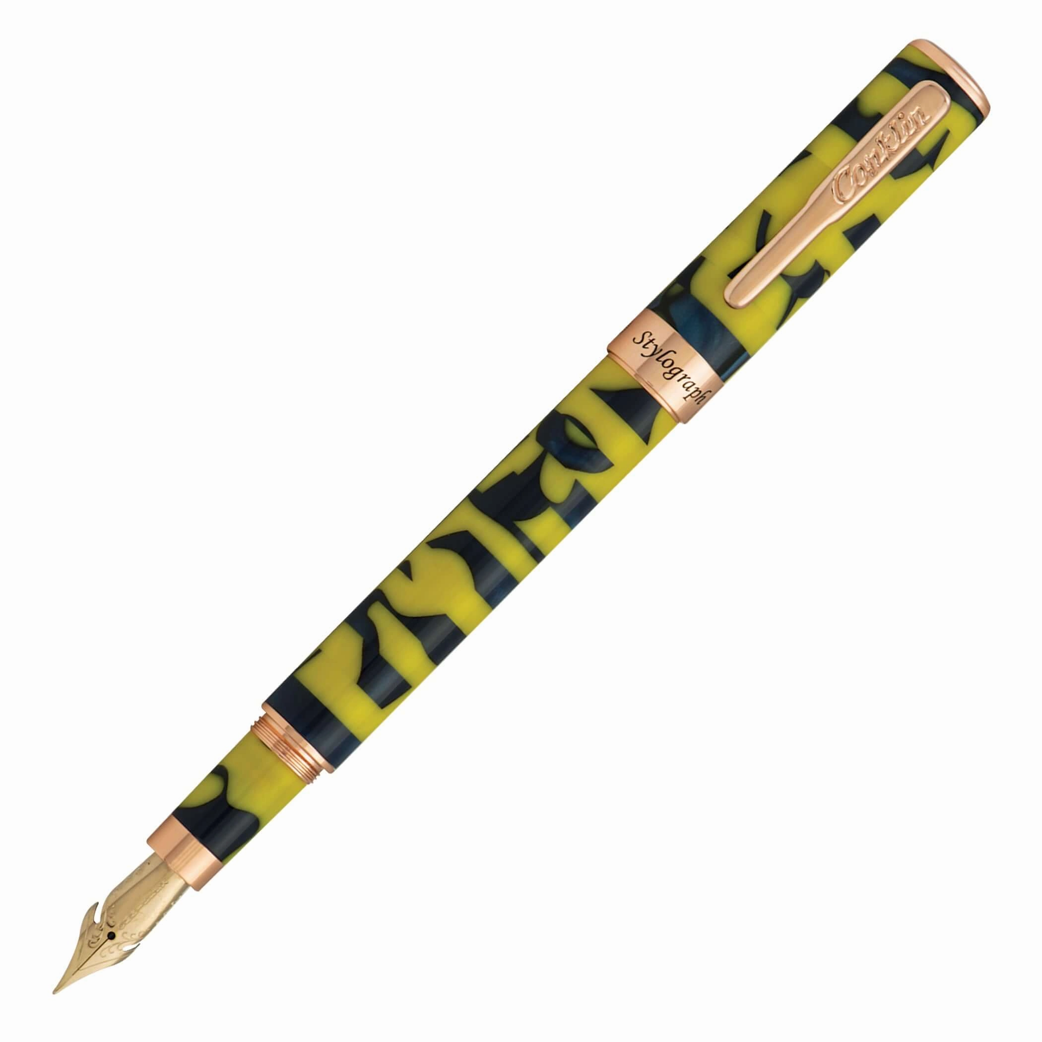 Conklin Stylograph Mosaic Yellow/Blue Fountain Pen everyday giant