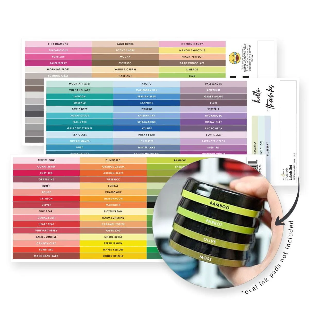 Oval Ink Side Label Set - All Crisp Dye Ink Colors (3 Sheets) reliable