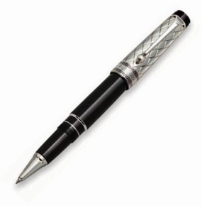 Aurora Optima Riflessi Sterling Cap/Black Rollerball Pen original matte