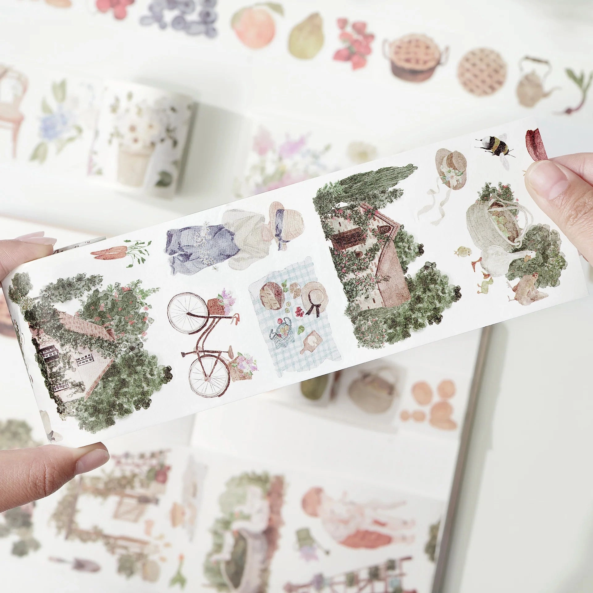 Cottage Charm Washi Tape Sticker Set plastic