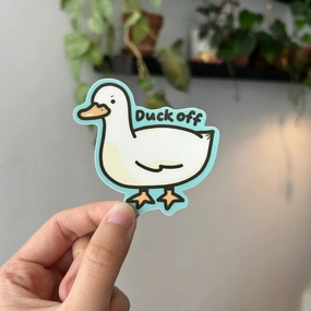 Duck Off Vinyl Sticker - Shooley boxed