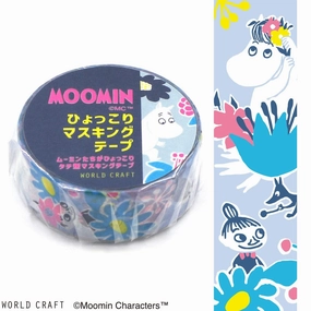 Moomin Washi Tape Flower Blue leather round