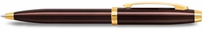 short Sheaffer 100 Coffee Brown Lacquer With Pvd Gold Trim Ballpoint Pen