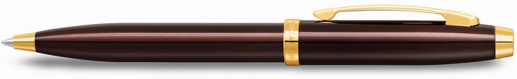 short Sheaffer 100 Coffee Brown Lacquer With Pvd Gold Trim Ballpoint Pen