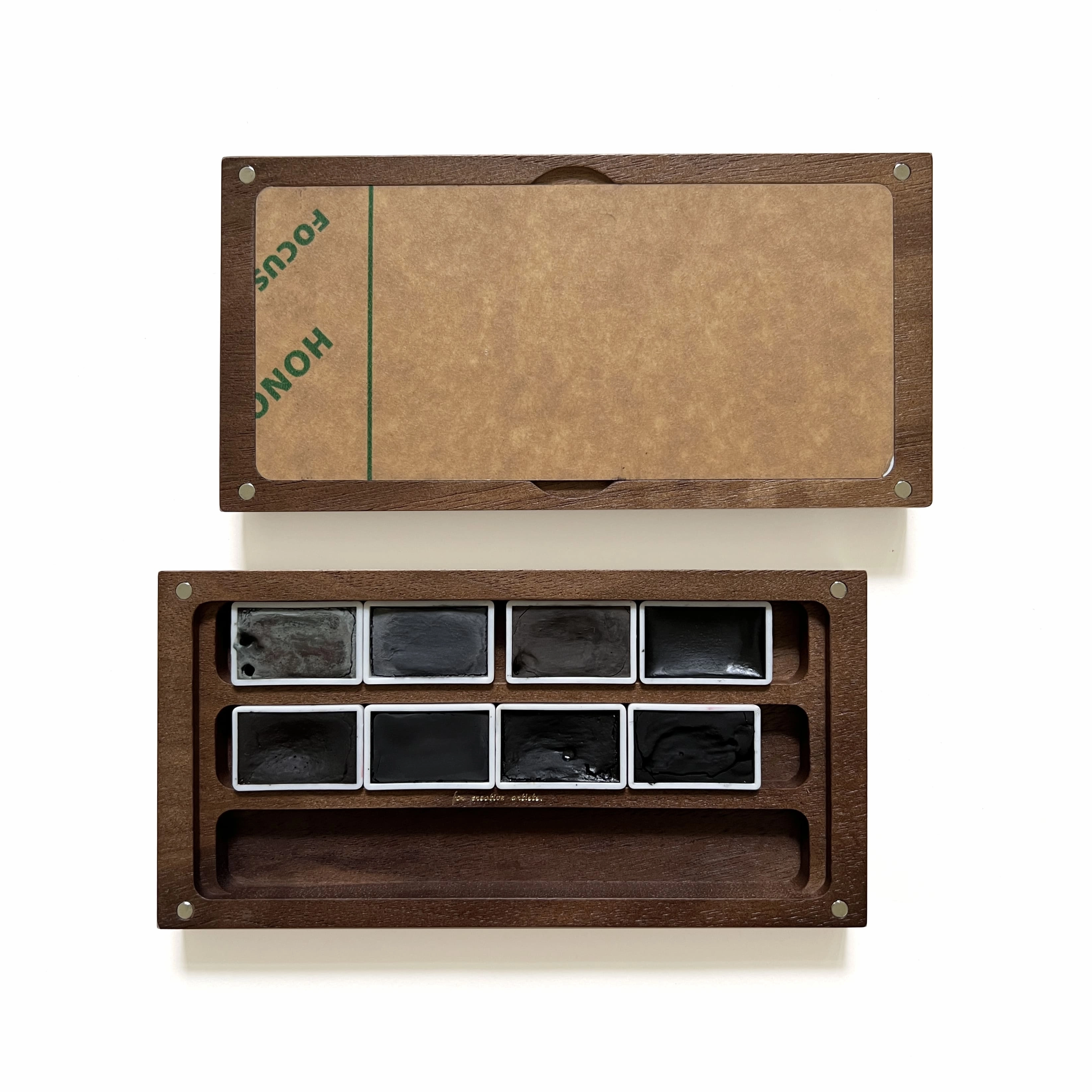 resilient metallic The New Black: Handmade Watercolor Paints Set Of 8 In Wooden Box Case, Full Pan 3.2Ml(Greyscale)