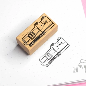 Corgi Train Rubber Stamp waterproof wrapped