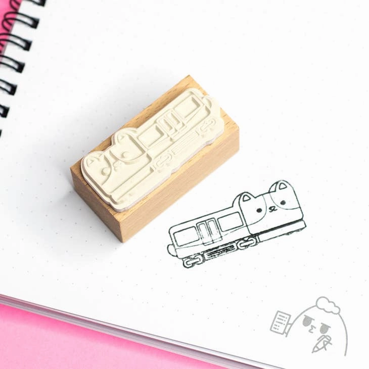 Corgi Train Rubber Stamp tall