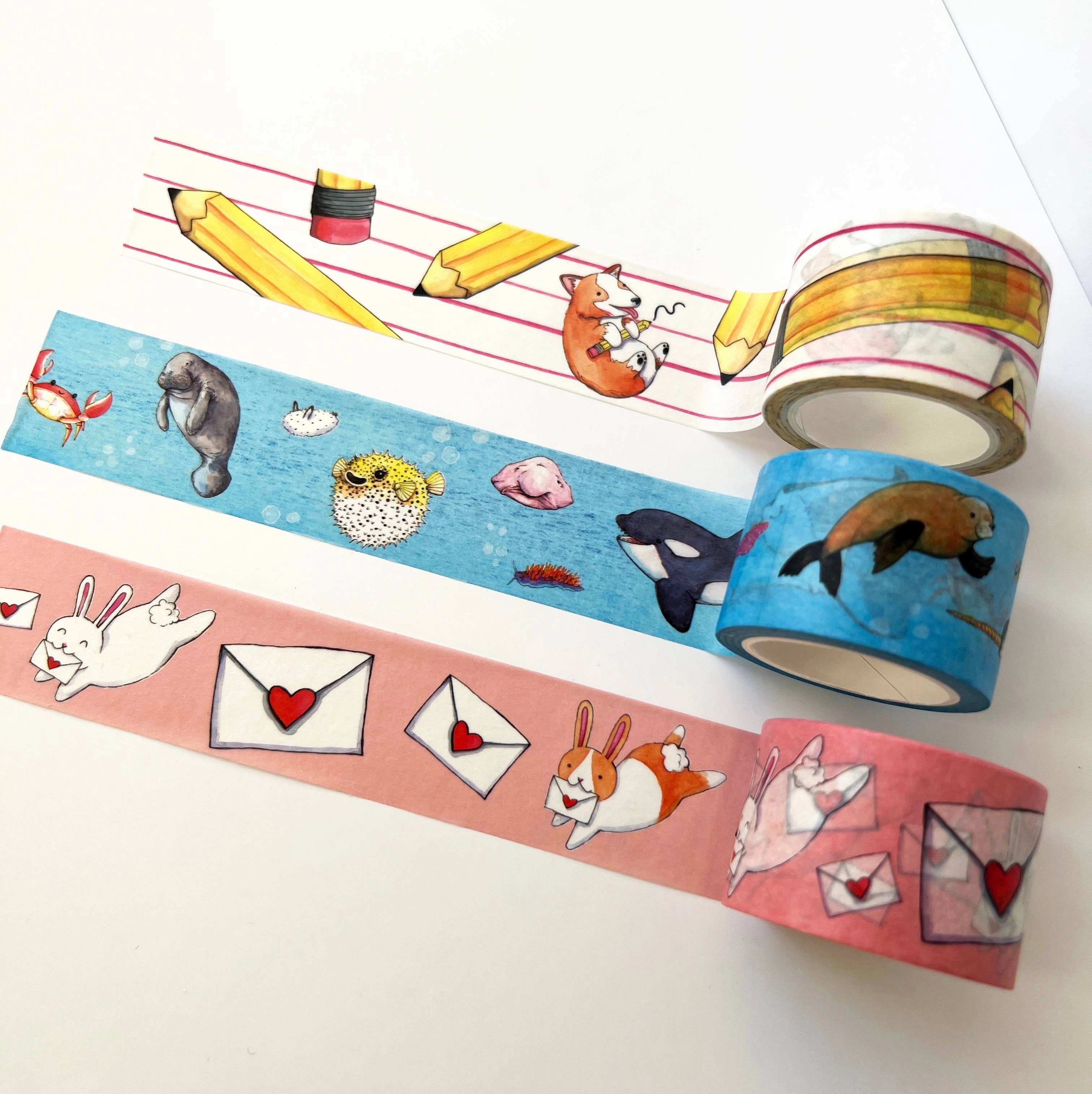 Corgis And Pencils Washi Tape large