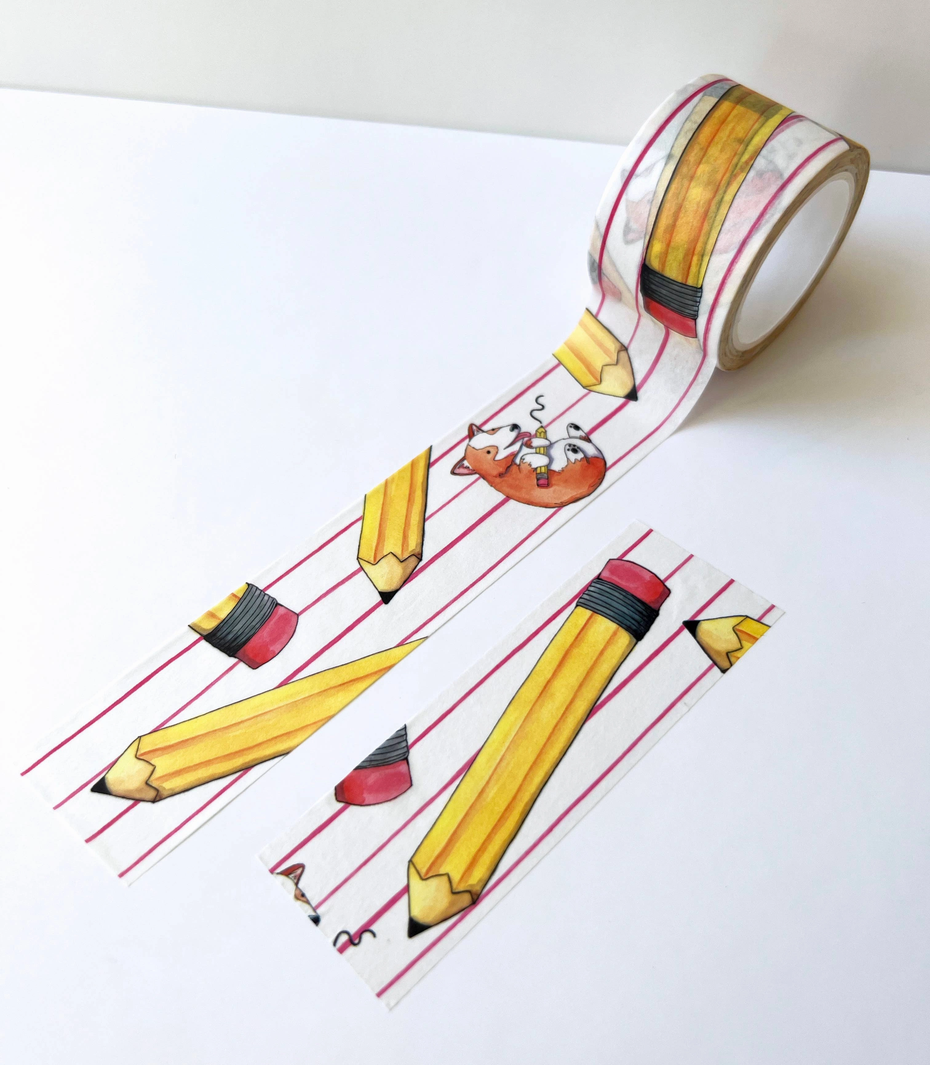 Corgis And Pencils Washi Tape flat