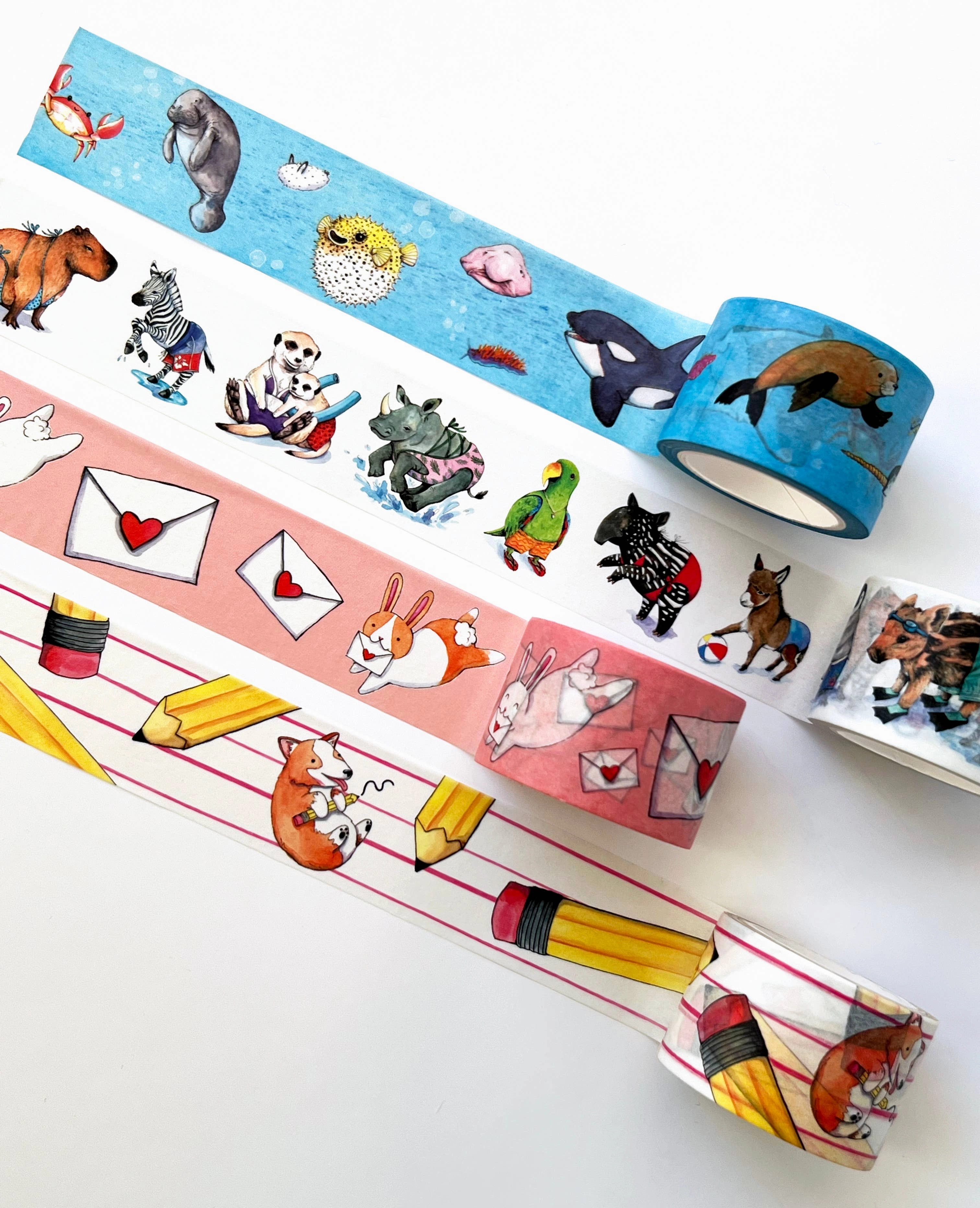 Corgis And Pencils Washi Tape tiny loose