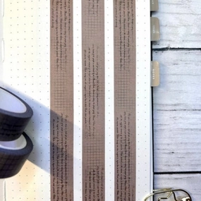 rugged soft Distressed Text & Grid Washi Tape Warm Grey