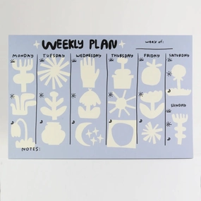Folk Shapes Desktop Weekly Planner Notepad vintage ceramic