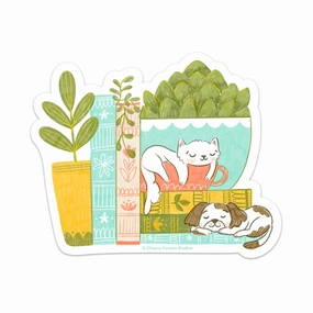 flexible Cozy Cat & Dog Friends Vinyl Sticker