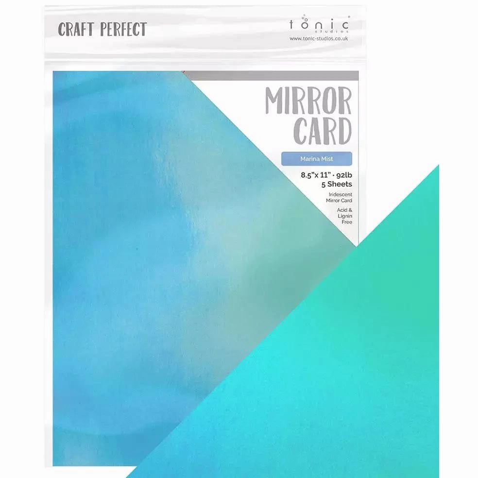 wrapped automatic Craft Perfect Iridescent Mirror Card - 8.5X11 5/Pkg - Marina Mist
