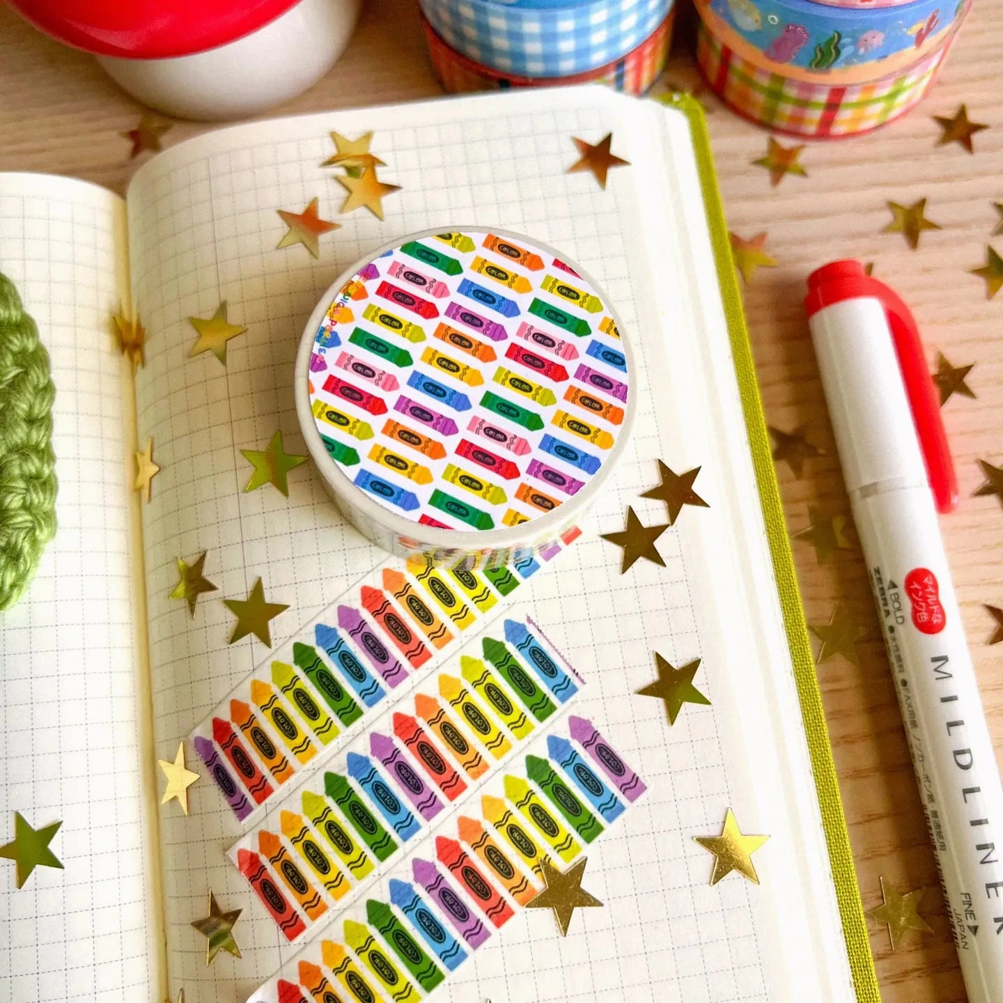 round bright Crayon Washi Tape