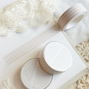 robust leather Creamy Salmon Pink Grid Washi Tape 15Mm