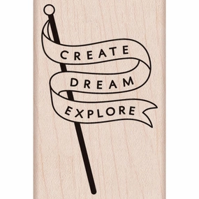 Create Dream Explore Banner Hero Arts Mounted Rubber Stamp portable expandable