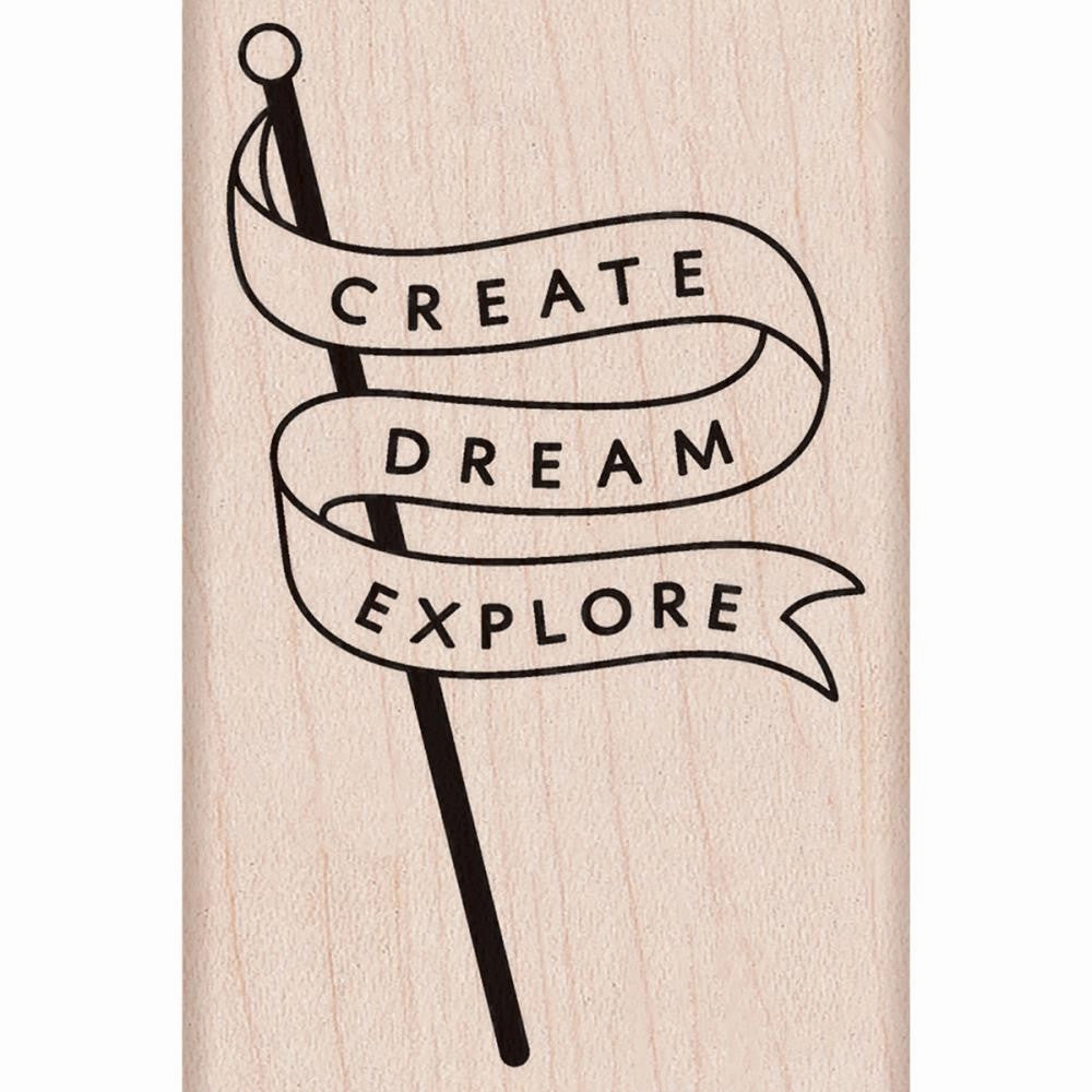 Create Dream Explore Banner Hero Arts Mounted Rubber Stamp portable expandable