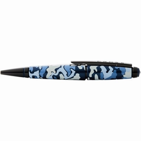 square glossy Cross Edge Blue Camo Rollerball Pen