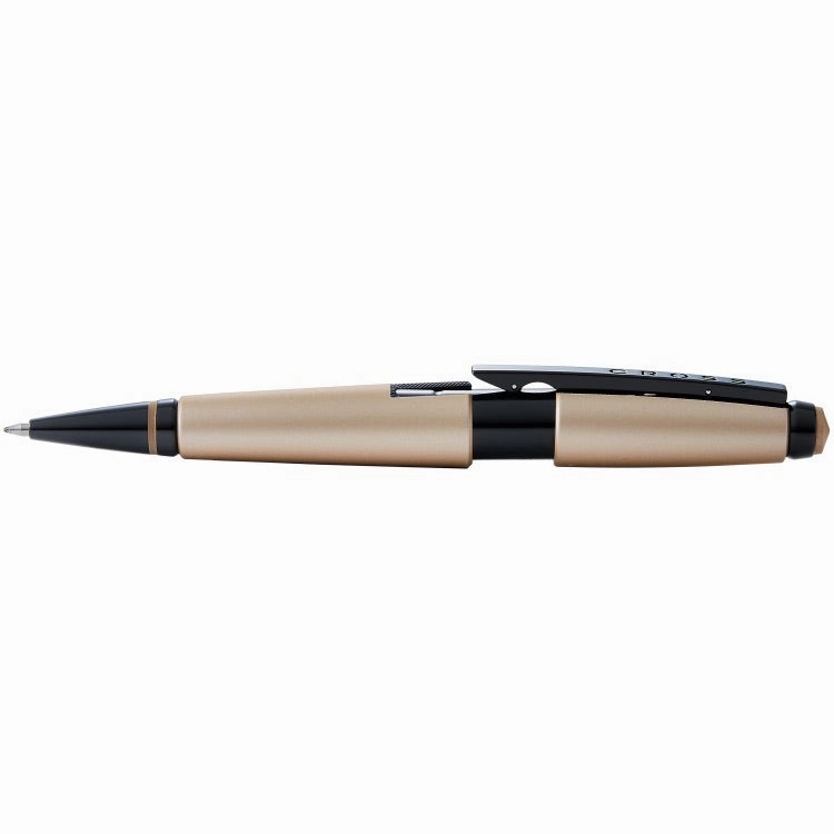 muted Cross Edge Matte Hazelnut W/Pvd Rollerball Pen