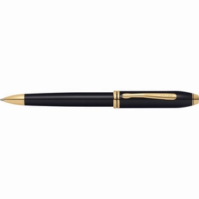 large Cross Townsend Black Lacquer (New Wider) Ballpoint Pen
