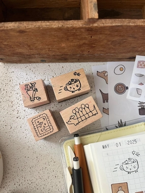 resilient seasonal Cup Car Wooden Stamp