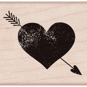 sturdy round Heart With Arrow Rubber Stamp