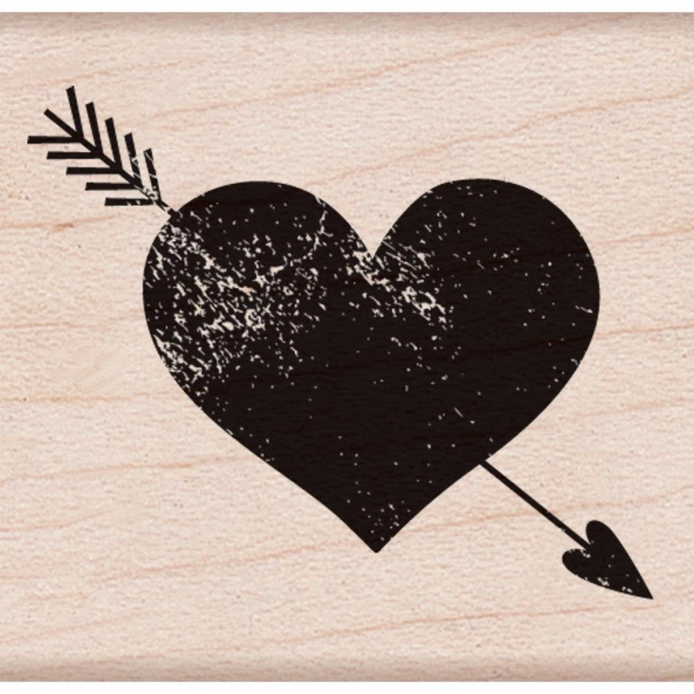 sturdy round Heart With Arrow Rubber Stamp