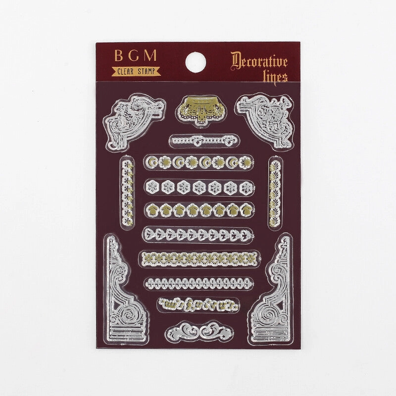 retractable latest Decorative Borders & Lines Bgm Clear Stamp Set