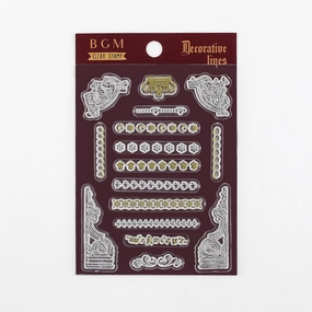 retractable latest Decorative Borders & Lines Bgm Clear Stamp Set