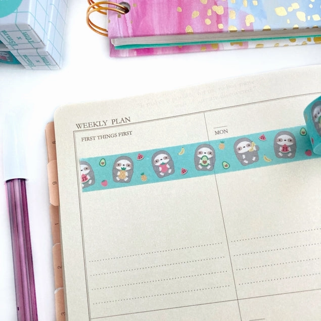 tall Fruit Sloth Washi Tape
