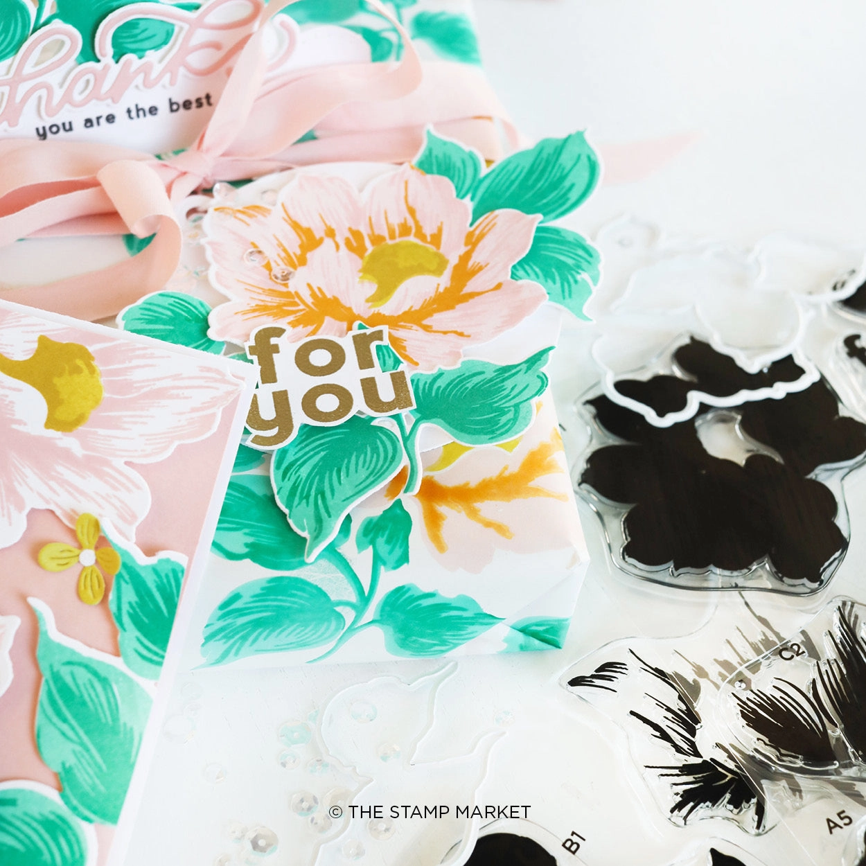 basic rubber Majestic Blooms Stamp & Die Bundle