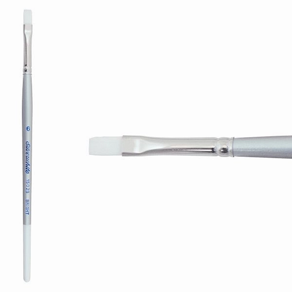 fiber Silverwhite? Short Handle Foundation Watercolor Bright Brush Size 6
