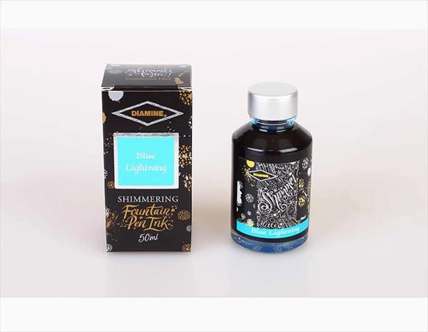 Diamine Shimmer 50Ml Fountain Pen Ink - Blue Lightning refined