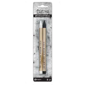 linen Distress Watercolor Pencils - Picket Fence & Black Soot