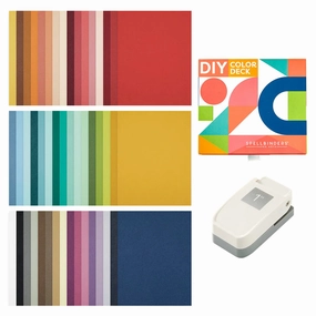 leather steel Diy Color Deck Builder Bundle - Box, Cards, 1" Paper Punch And Cardstock