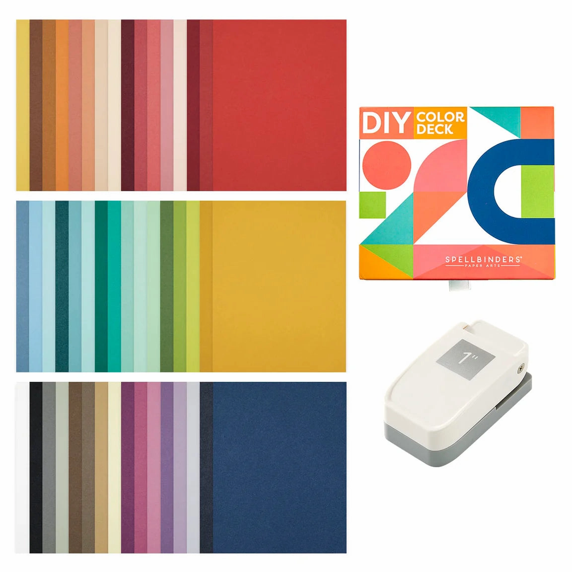 leather steel Diy Color Deck Builder Bundle - Box, Cards, 1" Paper Punch And Cardstock