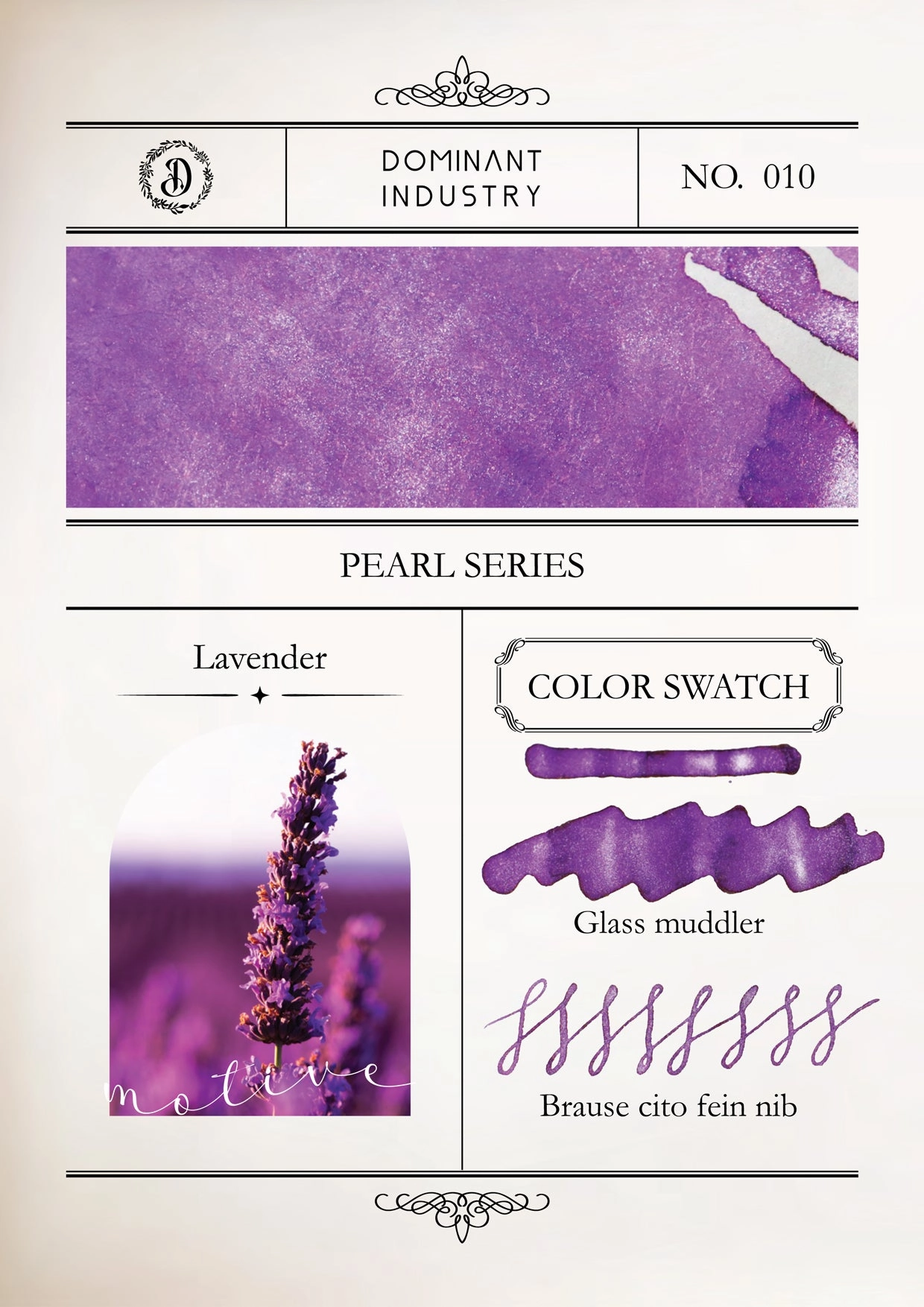 Dominant Industry Pearl Ink 25Ml - Lavender paper linen